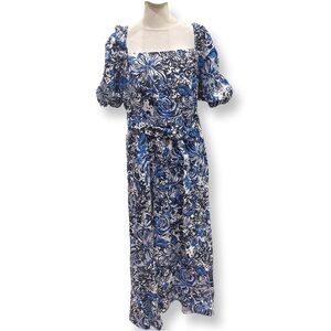 NWT Lilly Pulitzer Blue and White Floral Dress 16